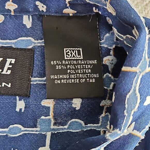 VTG 90s Pelle Pelle Marc Buchanan Men's Shirt 3XL Geometric Print Button-Up Blue - Picture 5 of 14